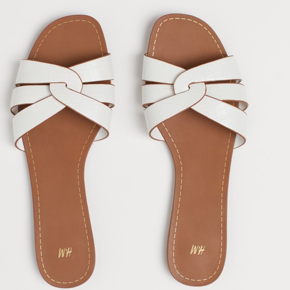 Like New - Faux leather slides
